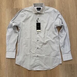 Bugatchi Men's 16-34/35 Long Sleeve Button Down Shirt "Platinum" NWT $179
